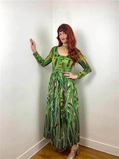 Vintage 1970s Lurex Maxi Dress - Etsy