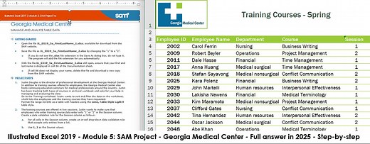 Illustrated Excel 2019 | Module 5: SAM Project 1a | Georgia Medical Center (Full answer in 2025)