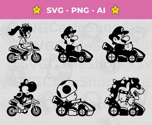 Mario Kart Character Silhouettes: SVG, PNG, AI Files (digital Download) - Etsy