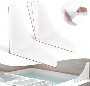 Honitra Silicone Shower Splash Guard for Bathtub Corner, 75°- 115° Adjustable Shower Water Guard with Sealant, Right Angle & Round Corner Water Splash Guard, 2 Pcs Water Splash Guard for Washbasin