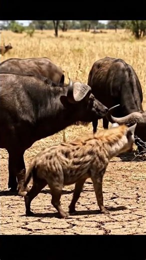 Hyenas grabs Buffalo | #wildlifeentertainment #animals #wildanimals #buffalo #hyena