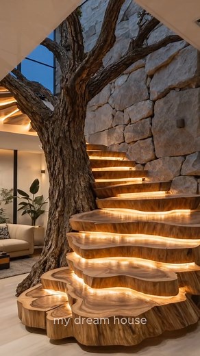 Indoor Tree Staircase Construction #wood #interior #home | My dream house
