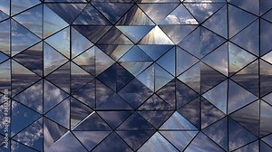 Abstract isometric prism with the reflection of the sky, Kaleidoscope reflection of the sky.