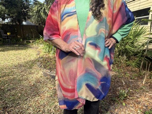 Sheer Wrap – Caribbean | Colorful Abstract Art Kimono, Lightweight Polyester Cover Up, Wearable Art - Etsy