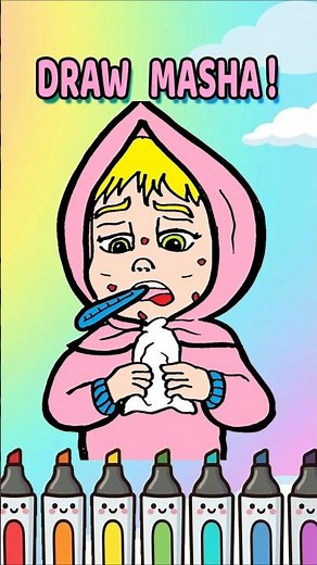 How to Draw Sick Masha 🤒👧 Drawing For Kids #shorts #cute