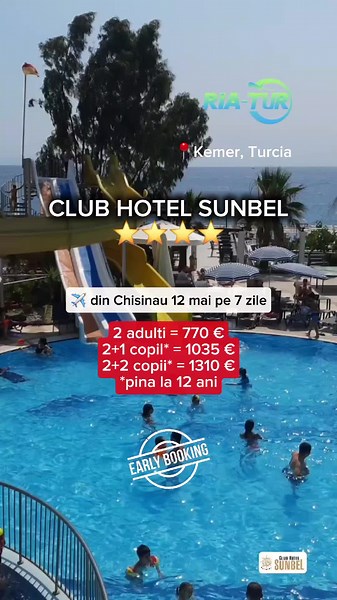 🇹🇷 CLUB HOTEL SUNBEL ⭐️⭐️⭐️⭐️ ✅️ TURCIA DIN CHIŞINĂU 2025 ▶️ Hotel este situat pe plajă ▶️ Are un teritoriu compact ▶️ Raport bun calitate = pret ▶️ Personal prietenos ▶️ Îl recomandăm pentru vacanțe de familie 🟥 EARLY BOOKING 💸Prețul include: 🛩Zbor din Chișinău tur-retur 🚗Transfer aeroport-hotel-aeroport 🏡Cazare 7 zile / 6 nopți 🩺Asigurare medicală 🥘Regim de masa: ALL Inclusive 📩Ne scrii în direct pentru un calcul personalizat 📱 373 60 79 15 79 💬 Viber: 373 68 21 11 88 📍Bd. Dimitri