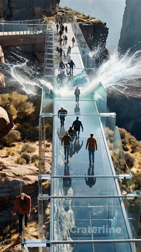 "🌉 Glass Bridge Shatters Suddenly | Epic Collapse Over the Canyon 💥" #GlassBridgeCollapse #shorts