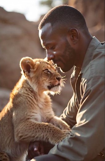 Man and Baby Lion Cub Grow Into Unbreakable Bond | Heartwarming Hug with Grown Lion