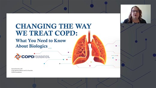 Have you heard about new treatments for COPD called “biologics”? Dupixent and Nucala are two biologic therapies recently approved to treat COPD. If you’re curious about this new type of treatment—or already familiar with biologics and want to learn more—don't miss our new webinar presented by COPD Foundation Medical Director and Co-Founder Dr. David Mannino. | COPD Foundation