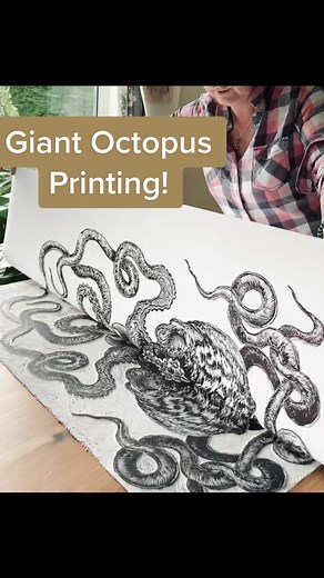 Printing of Giant Octopus Linocut