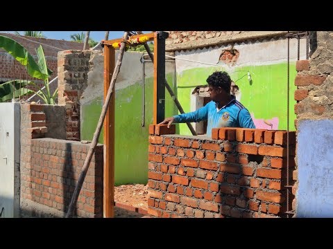 Techniques of Traditional Door Frame Installation with Brickwork |Entrance Door Fitting |Door Frame