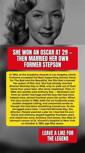 The Oscar Winner Who Secretly Married Her Former Stepson #GloriaGrahame