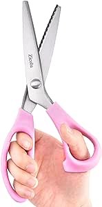 Sewing Pinking Shears for Fabric Cutting, 9" Zig Zag Scissors for lace wig, Craft Scissors Decorative Edge Paper, Ideal for Tailor, Quiltiing, Dressmaking, Scrapbooking, Home DIY, Arts&Crafting