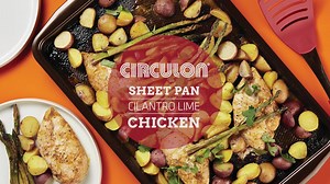 CROWD: One-Pan Wonders. This Sheet Pan Cilantro Lime Chicken Dinner pleases the dinner crew AND the chef with simple-gourmet flavors and super easy cleanup. Talk about a WIN-WIN! Get the recipe: http://bit.ly/2EbXLmF | Circulon