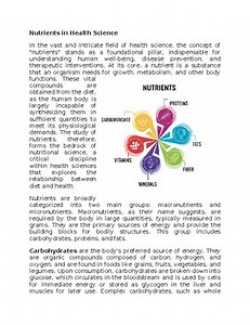 Nutrient Health Worksheet for Sub-Plan or Classwork & Homework