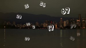 Animation of falling numbers over cityscape | Premium Stock Video Footage