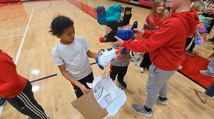 Earlier this school year, the second graders created their own monsters in art class. Mrs. Jones hung on to their masterpieces and some of her JH students, with great attention to detail, brought their monsters off the paper and into the real world! The 2nd graders were very surprised and excited! Please share side by side pics if you have them! | Red Bud Elementary School