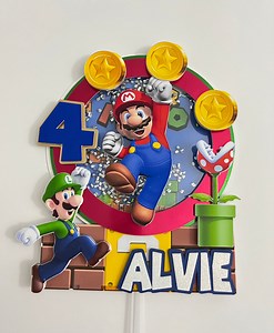 Mario Cake Topper, Mario Party, Mario Birthday Cake, Mario Party Supplies, Mario Decoration, Mario Theme, Mario Topper - Etsy