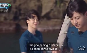 🐥 Imagine seeing a shark as soon as we dive in 🐰 We'd have to fight it right away LMAOO HELPP 😭 ctto. ~kookielover💜 | BTS with LUV⁷