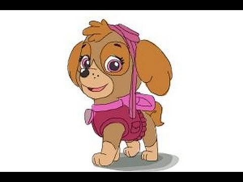 How to draw Skye from PAW Patrol