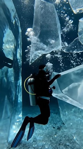 Never touch the underwater ice... 😳#scubadiving #underwater #satisfying #shorts #oceanexploration