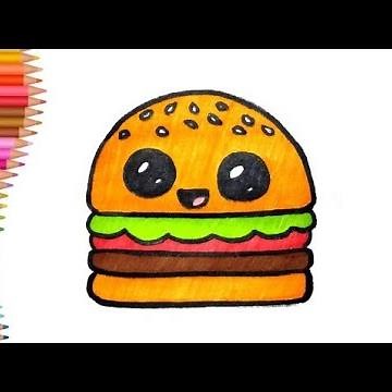 How To Draw a Cute Burger Easy Step by Step For Kids||Cheese burger drawing for kids and Toddlers