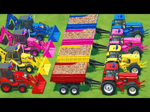 CASE & McCORMICK & John DEERE & CLAAS TRANSPORT BATTLE w/ WOOD CHIPS TO SELL POINT!