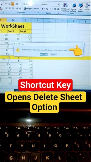 Shortcut to Delete Worksheet in Excel #shorts #exceltricks