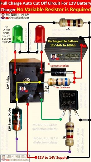 Full Charge Auto Cut OFF Circuit Using Zener Diode || 12V Battery Overcharge Protection Circuit #12V