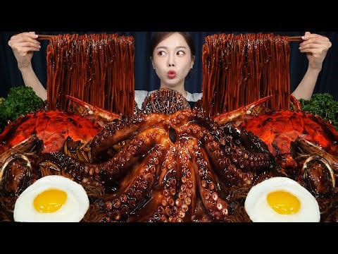 [Mukbang ASMR] Giant Octopus Seafood Boil Jjajang Sauce Seafood Jjajang Myeon Recipe Ssoyoung