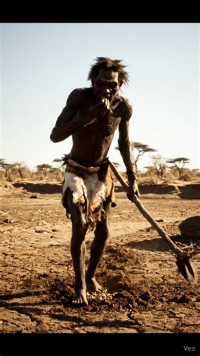 Early Hominid Digging for Insects While Walking | Ancient Survival Technique