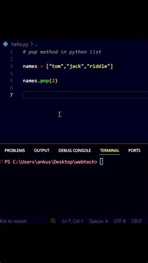 Python pop() Explained in 30 Seconds! 🐍🔥#shorts #python