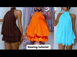 How to cut and sew this trending bubble flare dress with a low back neckline