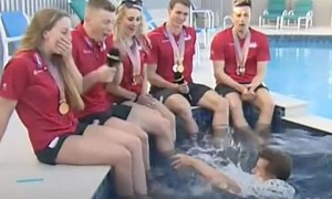 Watch: BBC reporter falls into pool during an interview and it's just too funny