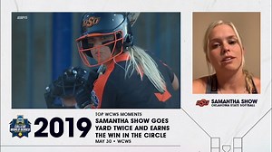 8.7K views · 303 reactions | Former Oklahoma State Cowgirl Softball pitcher Samantha Show reflects on her historic performance in the 2019 WCWS, becoming the first pitcher to earn the win and hit two home runs in the same game since Megan Langenfeld did it in 2010. | NCAA Softball | Facebook