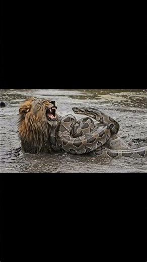 The Python Hunt | The fight between python and lion #shorts