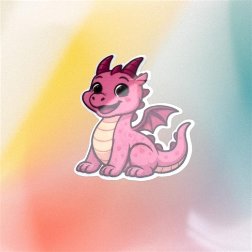Happy Dragon Sticker - Pink - Etsy