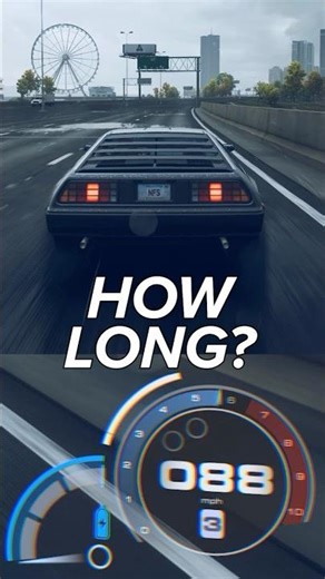 DeLorean 88 MPH Speed Test in Need For Speed : Unbound