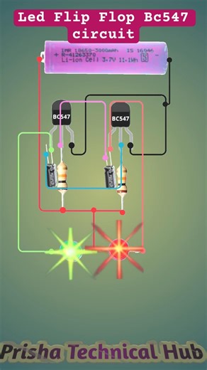 Dancing LEDs with a 2-Transistor Flip Flop circuit #shorts #circuit #diyelectronics #bc547