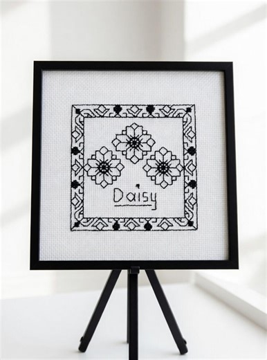Young Stitcher's Blackwork Daisy Pattern PDF - Etsy