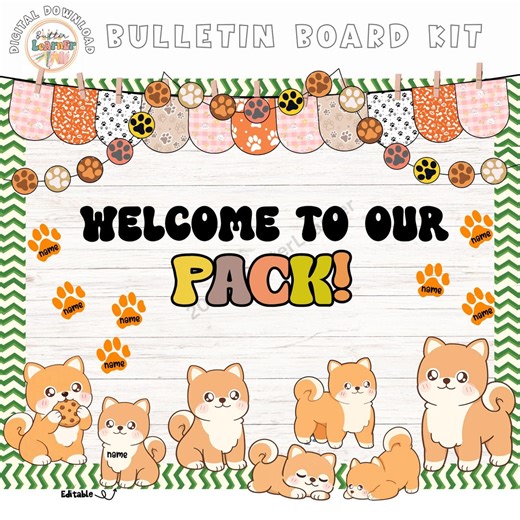 Dog Bulletin Board Kit | Puppy Classroom Decor, Editable Pack Display (digital Download) - Etsy