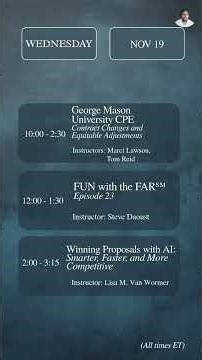 🚨 Next Week in GovCon Training – November 17-20, 2025 🚨