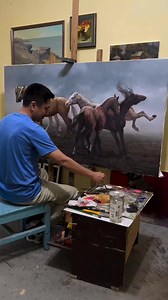 Artist 🎨 @talgat.bokoev #oilpainting #horses #canvasart #canva #reelsviralシfb #reelsfbシ #facebookreelsviral #reelsfacebook #explorepage #exploremore #facebookreel | ART Gallery