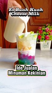 Resep Es Buah Kuah Cheese Milk. Ide Jualan Minuman Kekinian ‼️ By : ArmyNondang Dalimunthe Bahan kuah : ☘️ Keju oles 160g ☘️ Susu UHT / fresh Milk 200ml ☘️ Susu kental manis 200g ☘️ Susu Evaporasi 380g Bahan isian es buah ( sesuai stok yang ada ) 🌸 Apel 🌸 Alpukat 🌸 Buah naga 🌸 Jelly Melon 🌸 Jelly kelapa muda 🌸 Es batu secukupnya 🌸 Cup 16 Oz,cup pet tebal 🌸 Kuah Cheese Milk 100ml/Cup Resep kuah ini bisa untuk 10 porsi Cup 16 Oz, tiap cup nya 100ml kuah Cheese Milk. Cara membuat nya, lihat