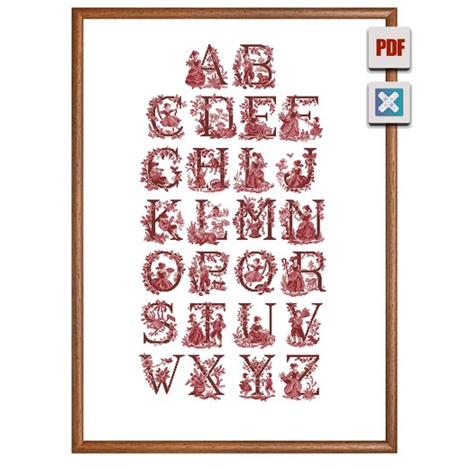 Vintage Toile De Jouy Alphabet Cross Stitch Pattern | PDF   Pattern Keeper - Etsy