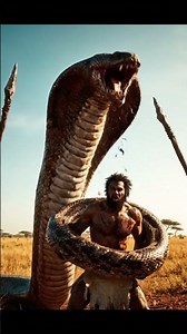 SURVIVAL: 3 Primitive Men vs. GIANT SNAKE (Brutal Fight). #shorts #aivideo #snake