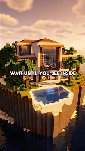 Minecraft Modern Cliffside Mansion Tour – Ultra Realistic Cinematic #Minecraft #4K #Shorts