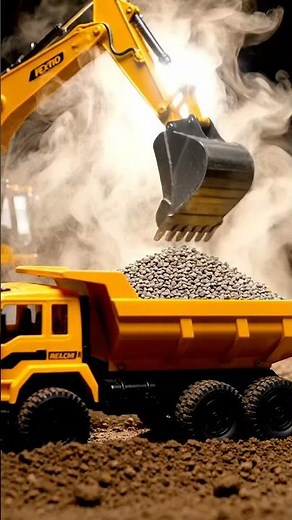 Epic Mini Construction! 🚧 Toy Excavator Loads Dump Truck with Gravel