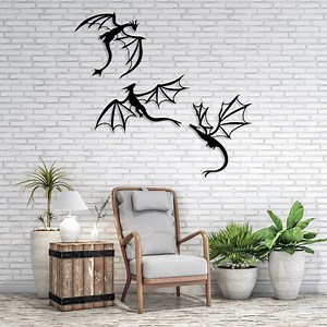 Dragon Metal Wall Art Set of 3, Steel Dragon Wall Decor, Dragon Lover Gift, Dragon Room Decor, Chinese Dragon,legendary Man Cave Fantasy Art - Etsy