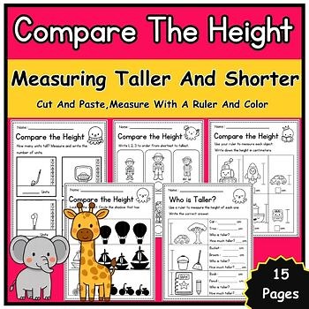Compare Heights | Compare Size | Taller or Shorter Measurement Worksheets